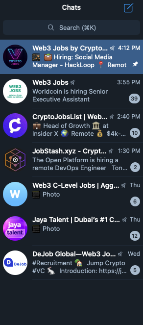 Job Hunter Telegram Sourcing